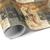 Antiek Halloween Jack O Lantern kostuum vrouw Cadeaupapier (Rol Hoek)