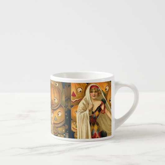 Antiek Halloween Jack O Lantern kostuum vrouw Espresso Kop (Rechts)