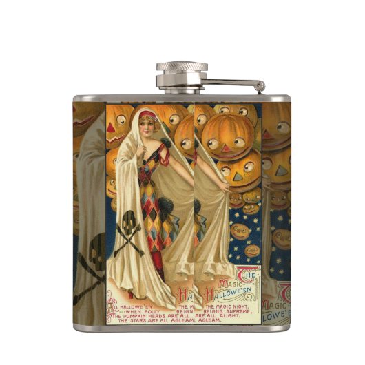 Antiek Halloween Jack O Lantern kostuum vrouw Heupfles (Achterkant)