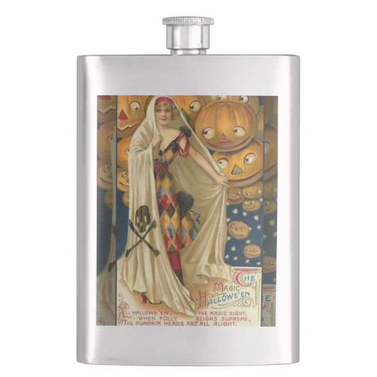 Antiek Halloween Jack O Lantern kostuum vrouw Heupfles (Voorkant)