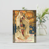 Antiek Halloween Jack O Lantern kostuum vrouw Kaart (Staand voorkant)