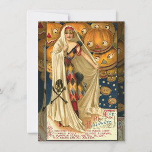 Antiek Halloween Jack O Lantern kostuum vrouw Kaart