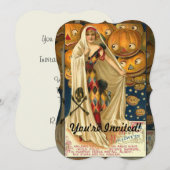 Antiek Halloween Jack O Lantern kostuum vrouw Kaart (Voorkant / Achterkant)