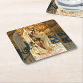 Antiek Halloween Jack O Lantern kostuum vrouw Kartonnen Onderzetters (Schuin)