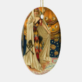 Antiek Halloween Jack O Lantern kostuum vrouw Keramisch Ornament (Rechts)