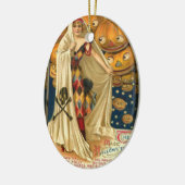 Antiek Halloween Jack O Lantern kostuum vrouw Keramisch Ornament (Links)