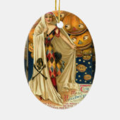 Antiek Halloween Jack O Lantern kostuum vrouw Keramisch Ornament (Achterkant)