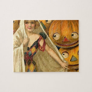 Antiek Halloween Jack O Lantern kostuum vrouw Legpuzzel