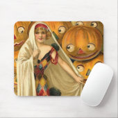 Antiek Halloween Jack O Lantern kostuum vrouw Muismat (Met muis)