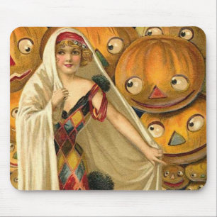 Antiek Halloween Jack O Lantern kostuum vrouw Muismat