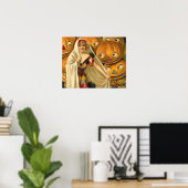 Antiek Halloween Jack O Lantern kostuum vrouw Poster (Thuiskantoor)