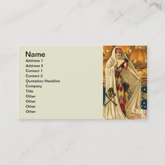 Antiek Halloween Jack O Lantern kostuum vrouw Visitekaartje (Voorkant)