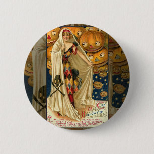 Antiek Halloween Jack O Lantern Ronde Button 5,7 Cm