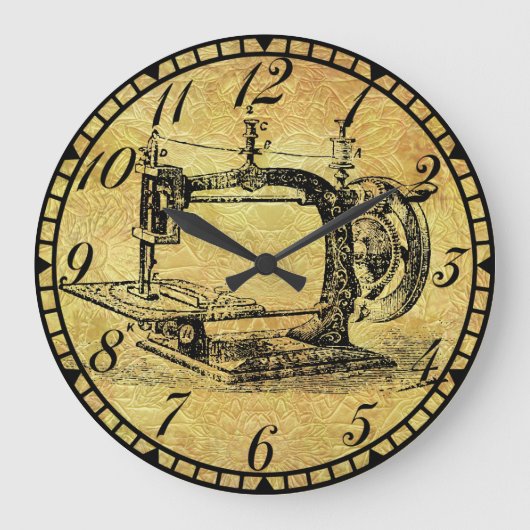 Antiek handbediende graafmachine naaigoestel v3 grote klok (Voorkant)