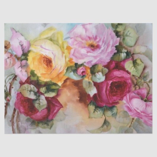 Antiek handbeschilderde Rozen van Limoges Gift Tis Tissuepapier (Voorkant)