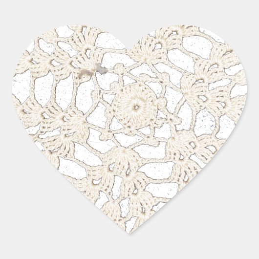 Antiek Handgemaakte Tatting Custom Hart Sticker (Voorkant)