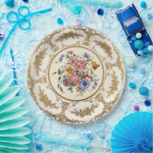 Antiek handgeschilderde Limoges China papier Bord (Feest)