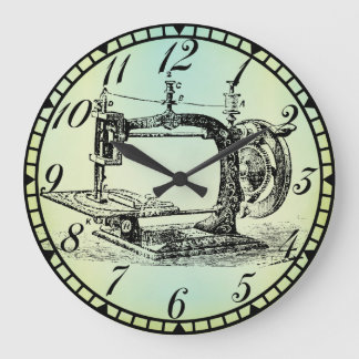 Antiek handkrukmachine Sewing Room Clock v1 Grote Klok