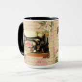 Antiek handkruknaaimachines en -noties mok (Voorkant links)