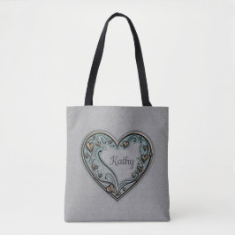 Antiek hart tote bag