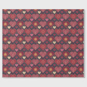 Antiek hartpatroon Valentijnsdag Cadeaupapier (Vlak)