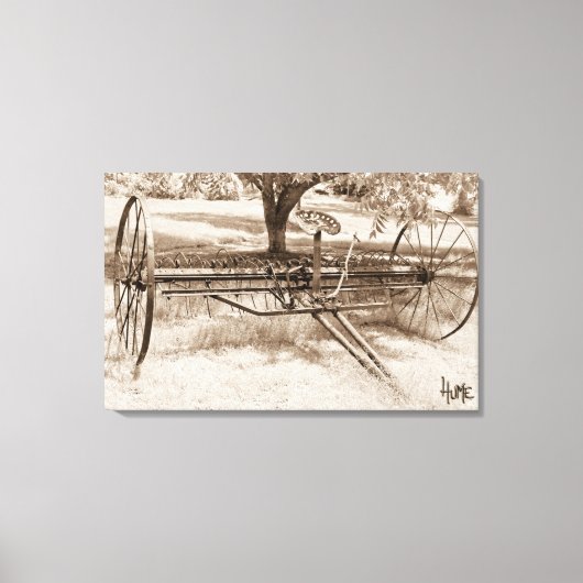 Antiek Hay Rake Canvas Afdruk (Voorkant)