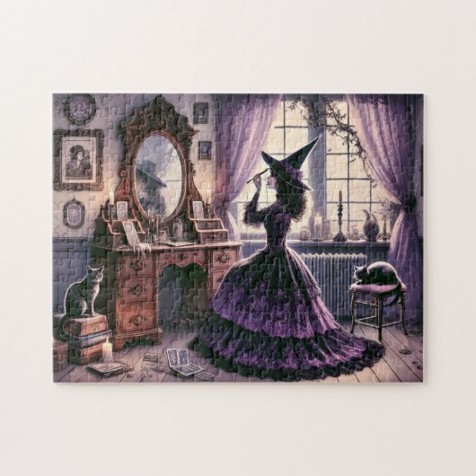 Antiek heks bij Vanity Gothic Academia Legpuzzel (Horizontaal)