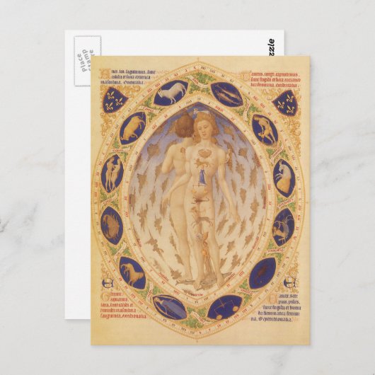 Antiek hemelse zodiakkaart, astrologie briefkaart (Voorkant / Achterkant)