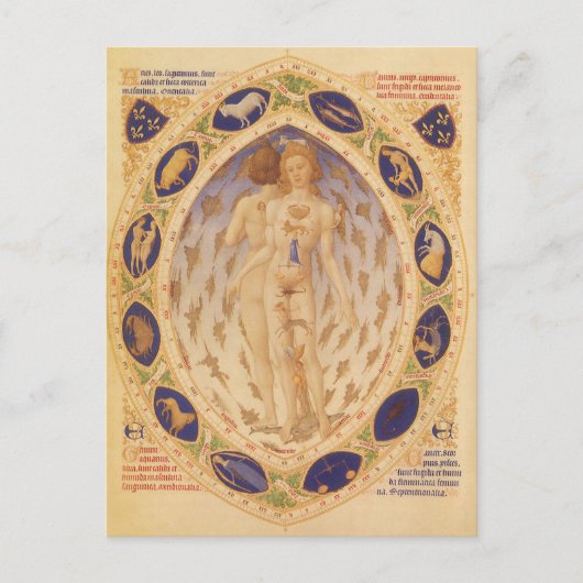 Antiek hemelse zodiakkaart, astrologie briefkaart (Voorkant)