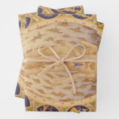 Antiek hemelse zodiakkaart,  astrologie inpakpapier vel (In situ)