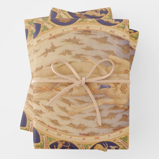 Antiek hemelse zodiakkaart, astrologie inpakpapier vel (In situ)