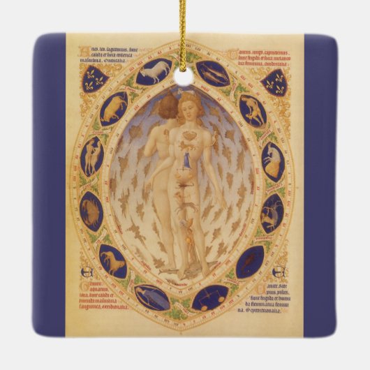 Antiek hemelse zodiakkaart,  astrologie keramisch ornament (Achterkant)