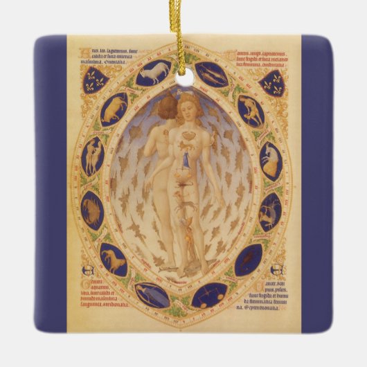 Antiek hemelse zodiakkaart,  astrologie keramisch ornament (Voorkant)