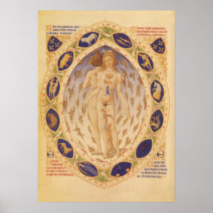 Antiek hemelse zodiakkaart,  astrologie poster