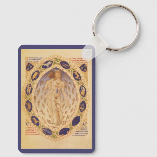 Antiek hemelse zodiakkaart,  astrologie sleutelhanger (Achterkant)