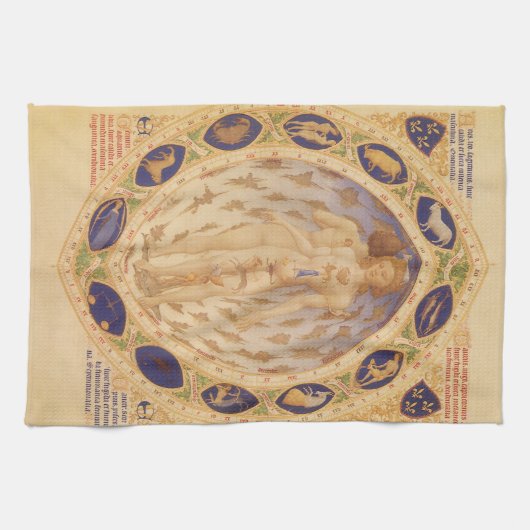 Antiek hemelse zodiakkaart,  astrologie theedoek (Horizontaal)