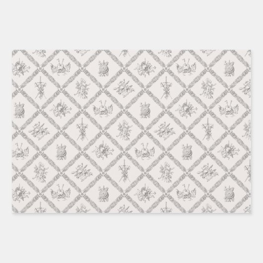 Antiek Heraldic Weapon Armor  Patroon Inpakpapier Vel (Voorkant)