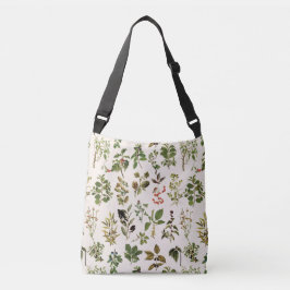 Antiek Herbarium Groen Plantenpatroon Crossbody Tas