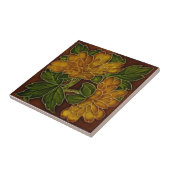 Antiek herfstkleuren Floral Majolica Tile Repro Tegeltje (Zijkant)