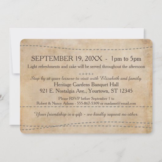 Antiek herinneringen | Drie foto Verjaardag uitnod Kaart (Achterkant)