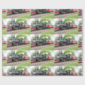 Antiek herstelde rode zwarte-staaftrein cadeaupapier (Vlak)