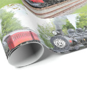 Antiek herstelde rode zwarte-staaftrein cadeaupapier (Rol Hoek)