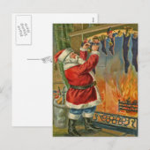 Antiek, het Briefkaart van Kerstmis van de (Voorkant / Achterkant)