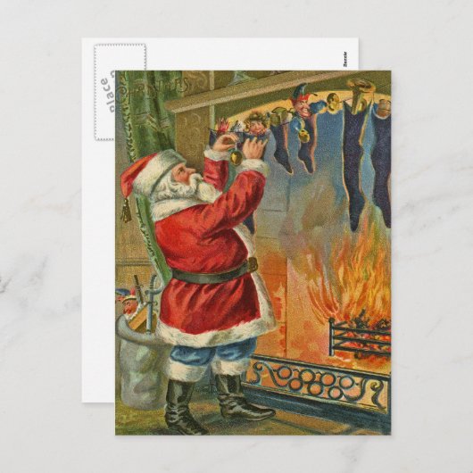 Antiek, het Briefkaart van Kerstmis van de (Voorkant / Achterkant)