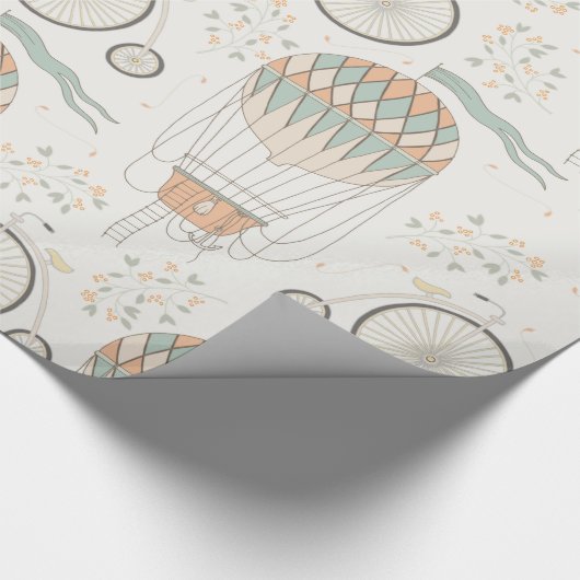  Antiek heteluchtballonnen en fietsen Cadeaupapier (Hoek)