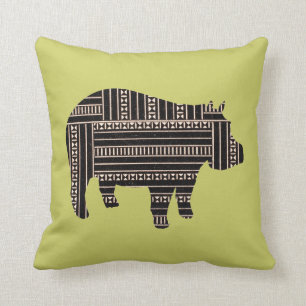 Antiek Hippo Etnische Patroonstam Kussen