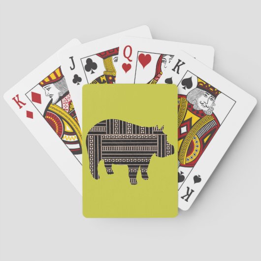 Antiek Hippo Etnische Patroonstam Pokerkaarten (Achterkant)
