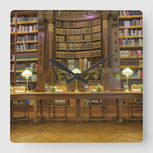 Antiek historische bibliotheek vierkante klok (Voorkant)