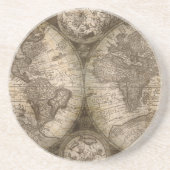 Antiek Historische Oude Wereld Atlas Kaart Lithogr Zandsteen Onderzetter (Voorkant)