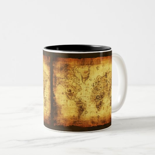 Antiek Historische Oude Wereldkaart Koffie Mok (Voorkant rechts)